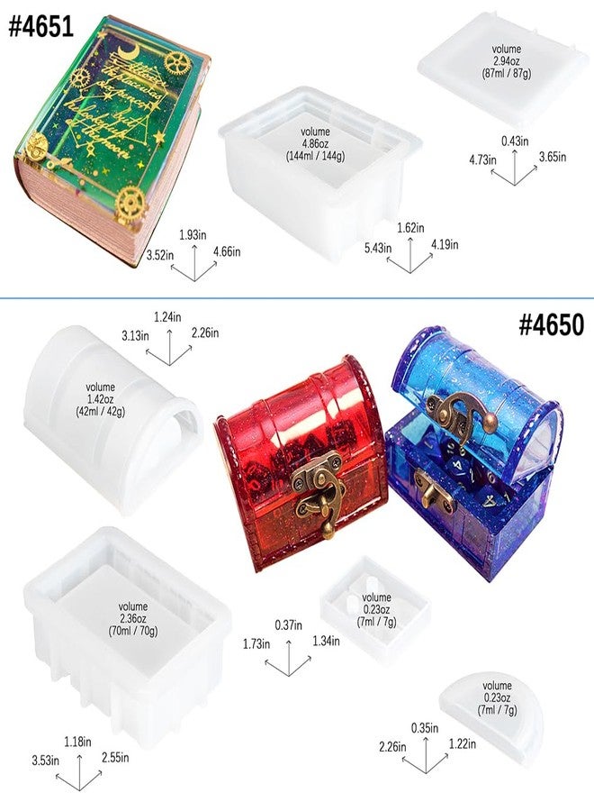 FUNSHOWCASE Resin Box Silicone Molds Set of 2, Treasure Chest and Magic Book Case with Lids - Image 2