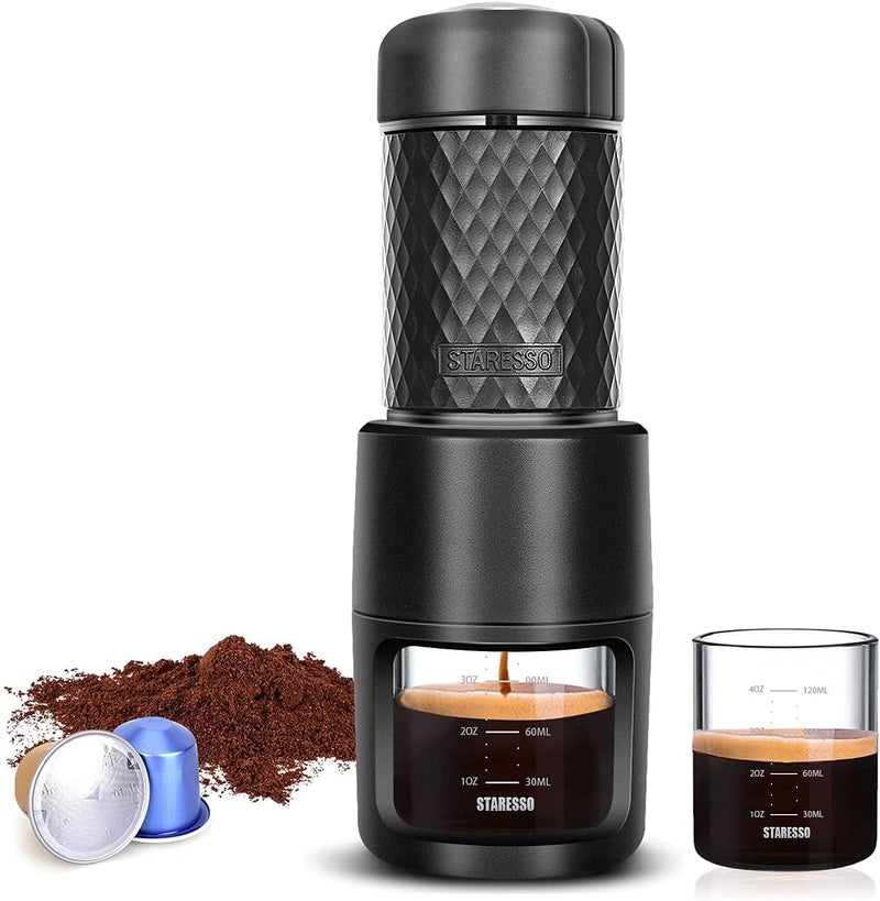 STARESSO Classic Portable Espresso Maker, 2 in1 Travel Coffee Maker,Compatible Capsules and Ground Coffee,Manual Espresso Machine,Hand Press Coffee Maker for Kitchen Travel,Camping,Hiking - Image 1
