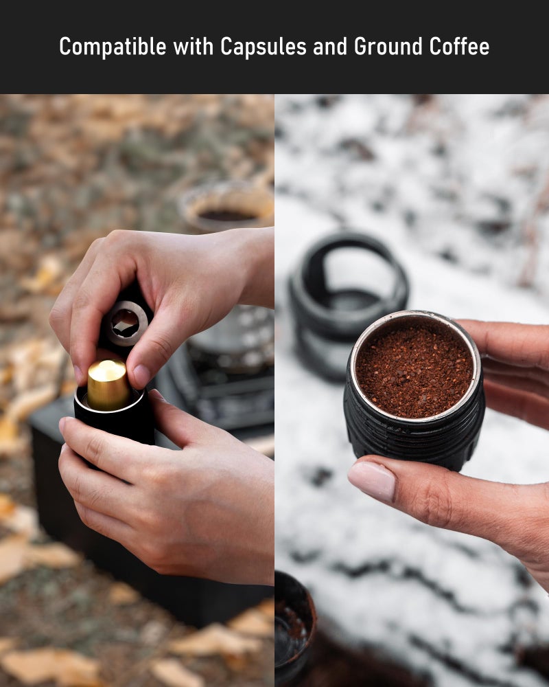 STARESSO Classic Portable Espresso Maker, 2 in1 Travel Coffee Maker,Compatible Capsules and Ground Coffee,Manual Espresso Machine,Hand Press Coffee Maker for Kitchen Travel,Camping,Hiking - Image 2