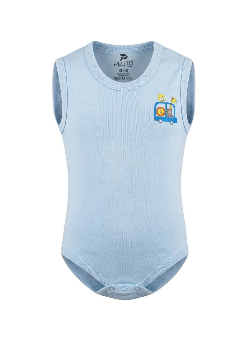 Pluto Pack of 6 Sleeveless 100% Cotton Bodysuits for Baby Boy - Image 3