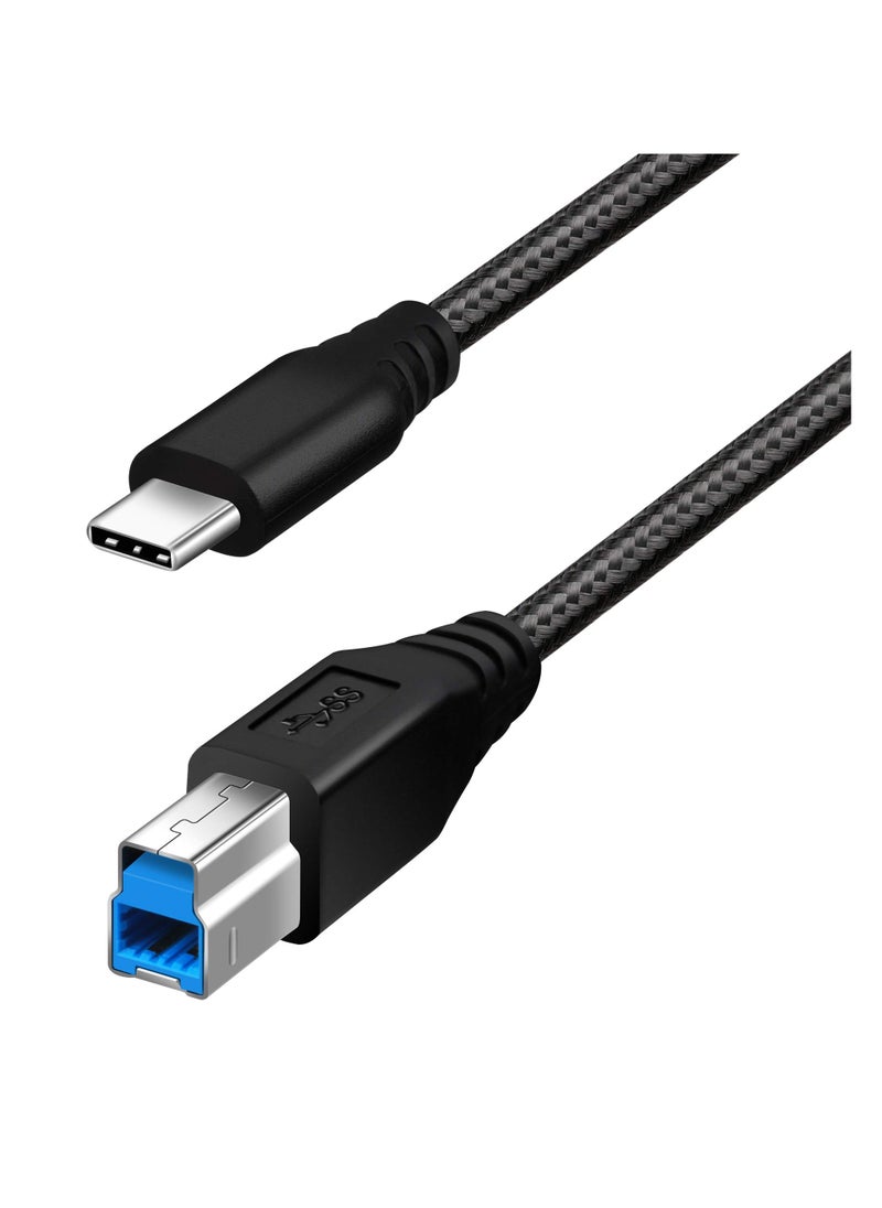 Fasgear 1m Type C to Usb B 3.0 Cable Nylon Braided Usb C Male to Type B Male Cord 3ft Black  - Image 1