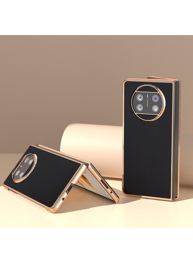 S-TOP Case For Huawei Mate X3 Genuine Leather Silk Series Nano Plating Phone Case - Image 3