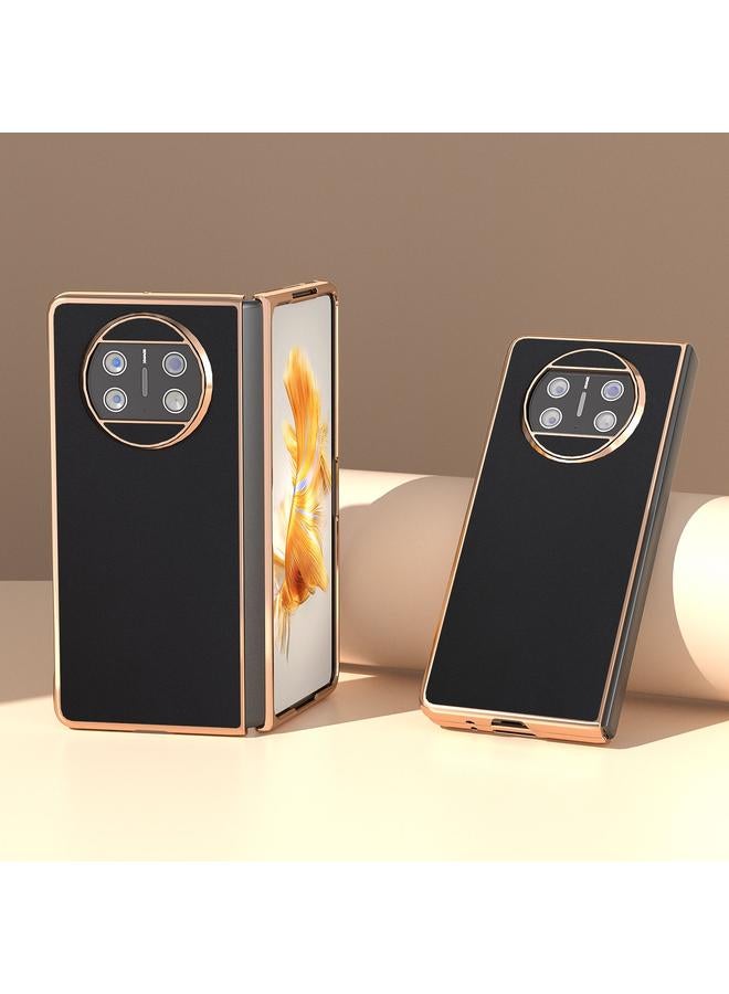 S-TOP Case For Huawei Mate X3 Genuine Leather Silk Series Nano Plating Phone Case - Image 2