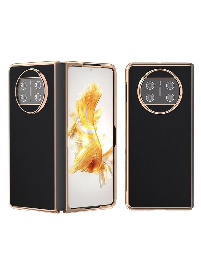 S-TOP Case For Huawei Mate X3 Genuine Leather Silk Series Nano Plating Phone Case - Image 1