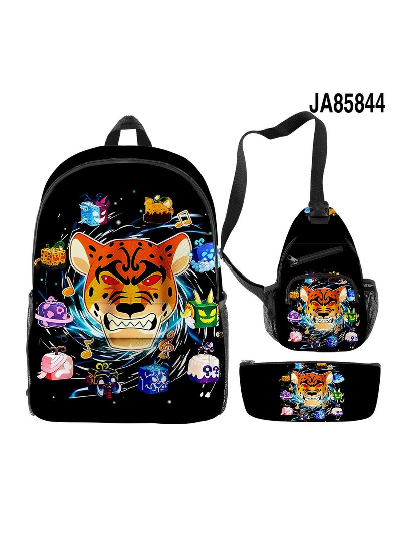 Blox Cartoon Backpack Three-piece Student School Bag