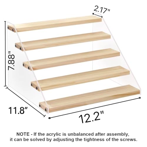 VAEHOLD Spice Rack Organizer for Cabinet & Countertop - Seasoning Organizer Spice Shelf - Space Saving Wooden Display Risers Shelf Showcase Fixtures Jewelry (5 Tier) - Image 3