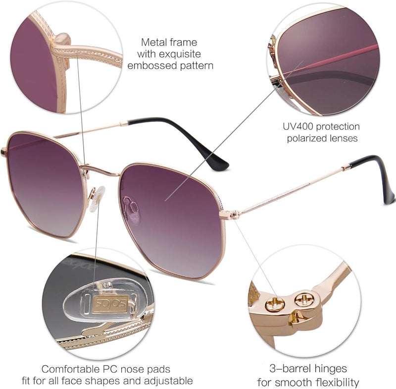 Sojos Square Polarized Sunglasses for Women Men Small Hexagonal Polygon Mirrored Lens SJ1072 - Image 4