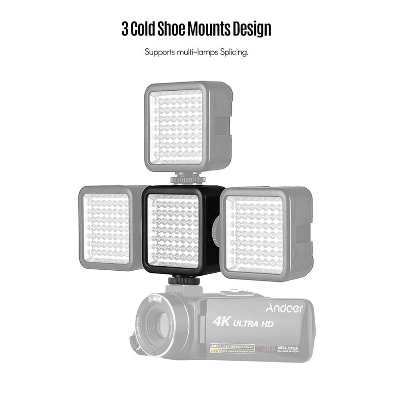 ANDOER Mini IR Night Vision Light Infrared Photography Light for Video Camera Camcorder Built-in Rechargeable Battery with 3 Cold Shoe Mount for Vlog Video Recording - Image 3