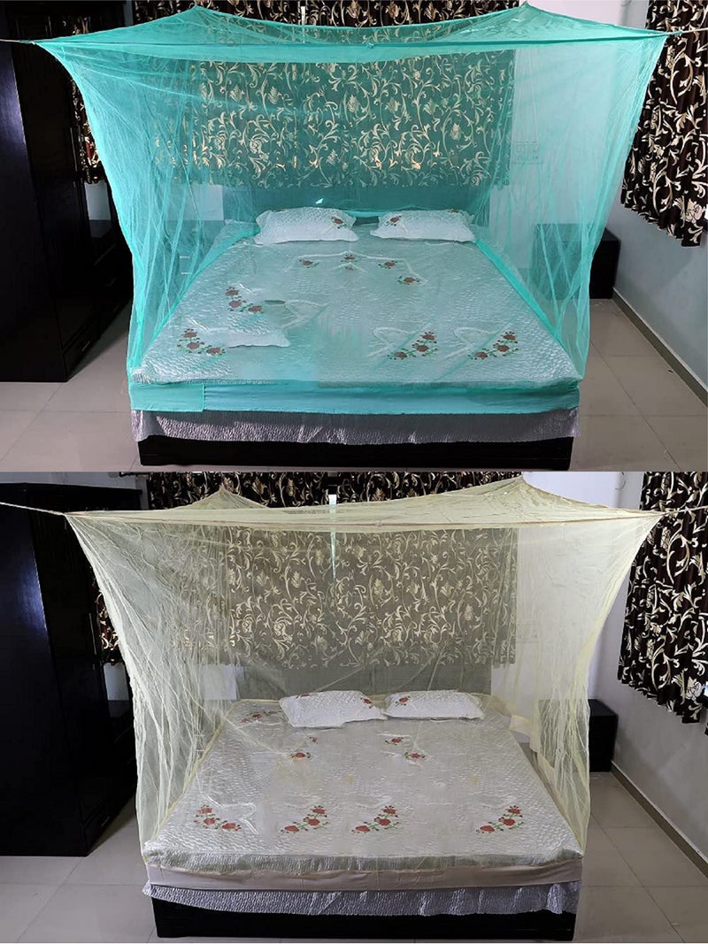 Neekshaa Combo Pack Mosquito Net for Double Bed Polyester Mosquito Net for Baby | Bedroom | Family_Size-6x6 FT_Color-Green,Yellow - Image 1