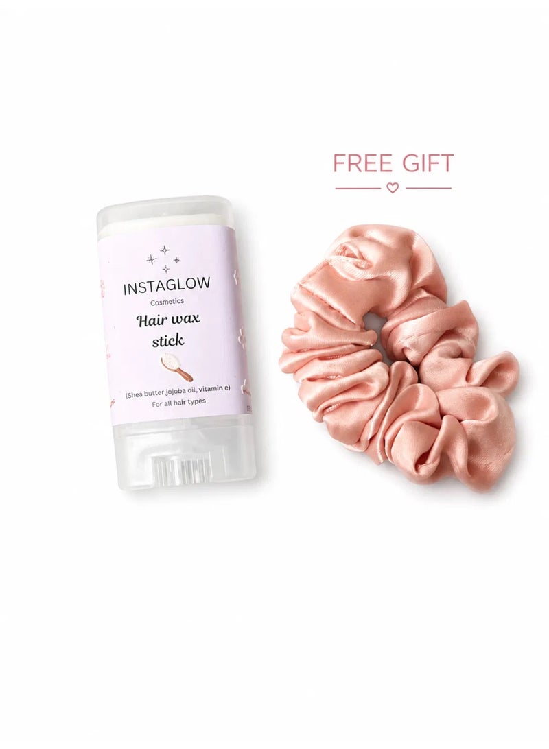 INSTAGLOW Hair Wax Stick with Jojoba Oil, Shea Butter & Vitamin E  + Free Pink or Gold Satin Scrunchie - Image 4