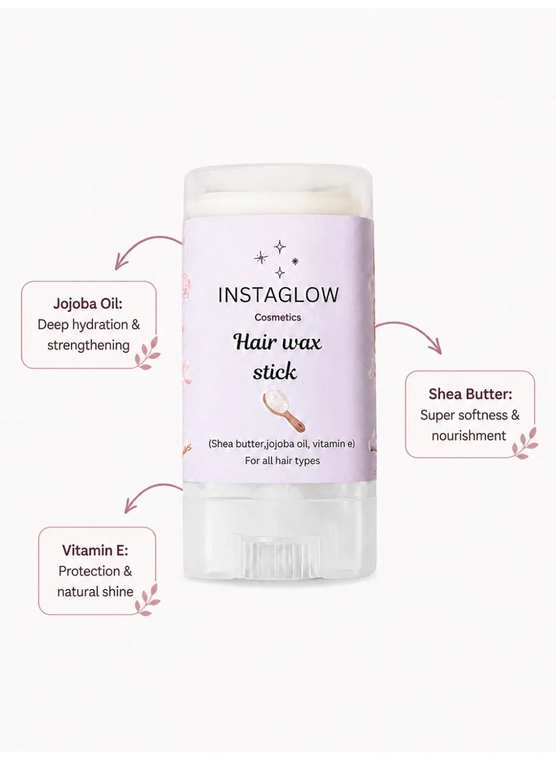 INSTAGLOW Hair Wax Stick with Jojoba Oil, Shea Butter & Vitamin E  + Free Pink or Gold Satin Scrunchie - Image 2