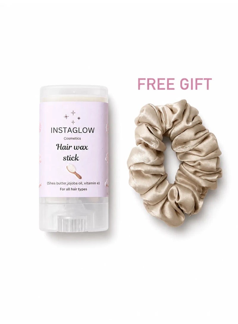 INSTAGLOW Hair Wax Stick with Jojoba Oil, Shea Butter & Vitamin E  + Free Pink or Gold Satin Scrunchie - Image 3