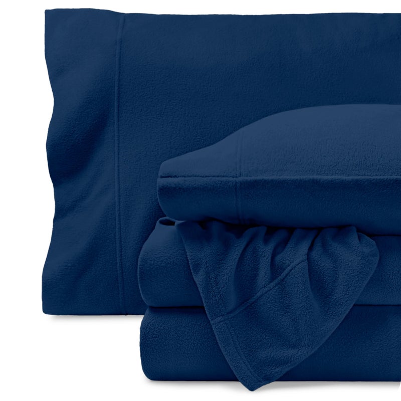 Bare Home Super Soft Fleece Sheet Set  Full Size  Extra Plush Polar Fleece NoPilling Bed Sheets  All Season Cozy Warmth Full Dark Blue