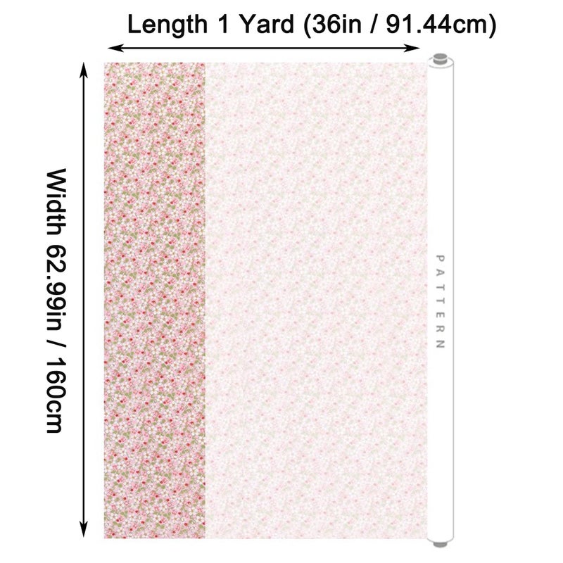 Hanjunzhao Strawberry & Floral Print Cotton Fabric Cut by The Yard for Quilting, Sewing, Bags, Crafts, Baby Dress, Holiday Party Decor, Home DÃ©cor, and Crafts, 36 x 63 inch - Pink - Image 5