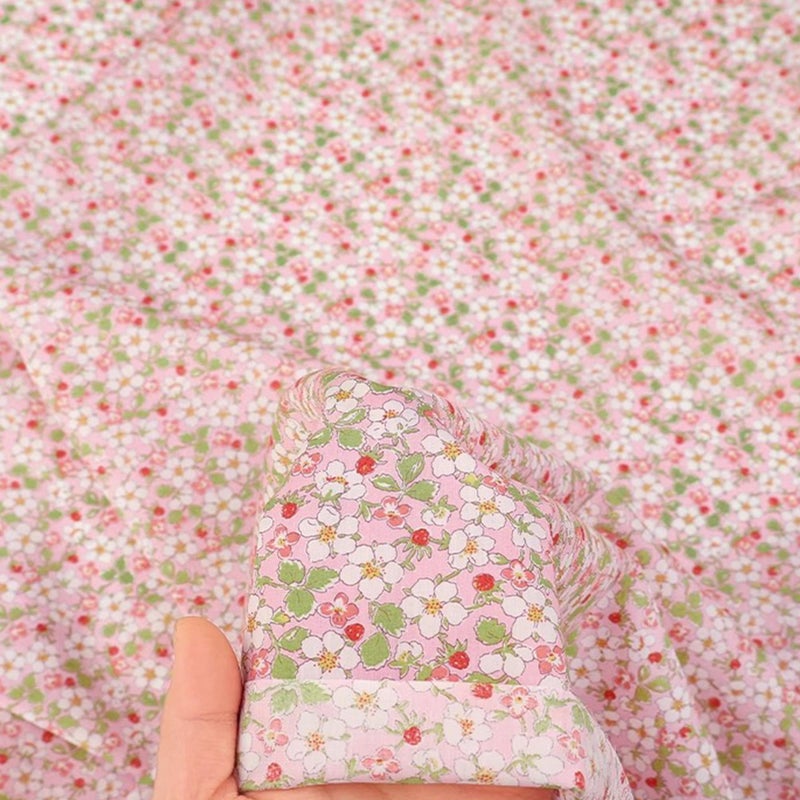 Hanjunzhao Strawberry & Floral Print Cotton Fabric Cut by The Yard for Quilting, Sewing, Bags, Crafts, Baby Dress, Holiday Party Decor, Home DÃ©cor, and Crafts, 36 x 63 inch - Pink - Image 4