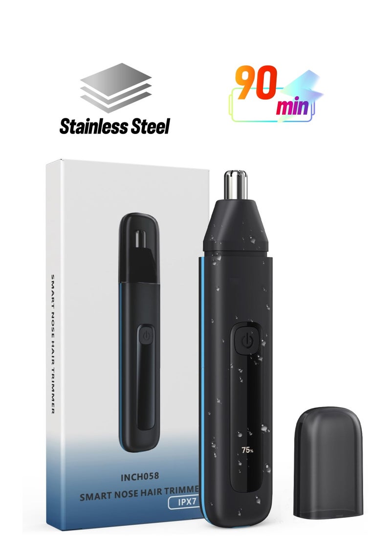 SYOSI Nose Hair Trimmer for Men, Electric Nose Trimmer with LED Light Digital Display IPX7 Waterproof Professional Painless USB Rechargeable Battery Trimmers Dual Edge Blades Motor Hair Trimmer  - Image 1