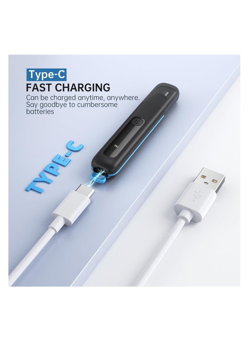 SYOSI Nose Hair Trimmer for Men, Electric Nose Trimmer with LED Light Digital Display IPX7 Waterproof Professional Painless USB Rechargeable Battery Trimmers Dual Edge Blades Motor Hair Trimmer  - Image 3