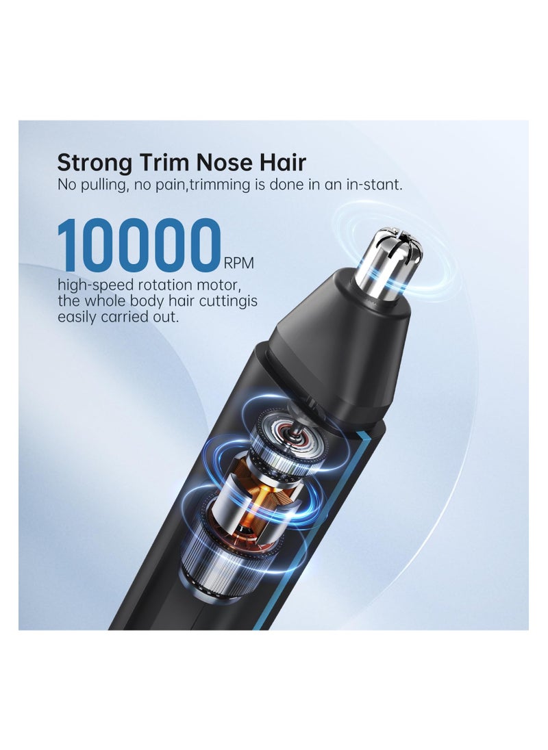 SYOSI Nose Hair Trimmer for Men, Electric Nose Trimmer with LED Light Digital Display IPX7 Waterproof Professional Painless USB Rechargeable Battery Trimmers Dual Edge Blades Motor Hair Trimmer  - Image 4