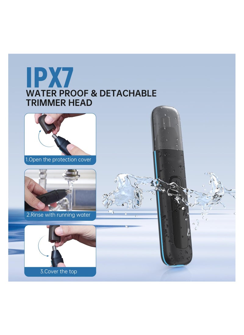 SYOSI Nose Hair Trimmer for Men, Electric Nose Trimmer with LED Light Digital Display IPX7 Waterproof Professional Painless USB Rechargeable Battery Trimmers Dual Edge Blades Motor Hair Trimmer  - Image 5