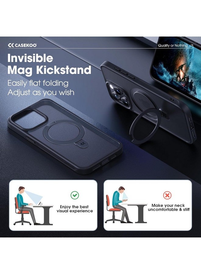 CASEKOO CASEKOO Designed for iPhone 13 Pro Max Case with Magnetic Invisible Stand [Military Drop Protection] [Compatible with MagSafe] Shockproof Slim Translucent Matte Promax Case 6.7 Inch, Black  - Image 3