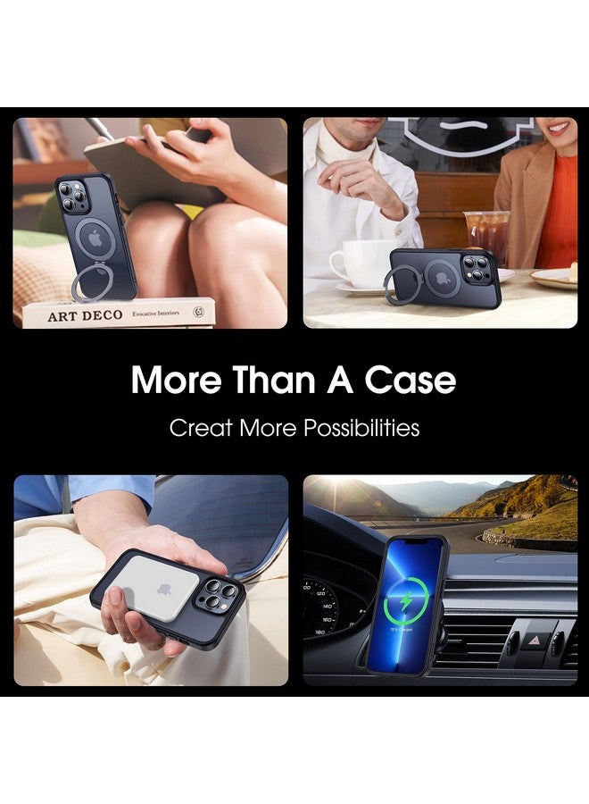 CASEKOO CASEKOO Designed for iPhone 13 Pro Max Case with Magnetic Invisible Stand [Military Drop Protection] [Compatible with MagSafe] Shockproof Slim Translucent Matte Promax Case 6.7 Inch, Black  - Image 4