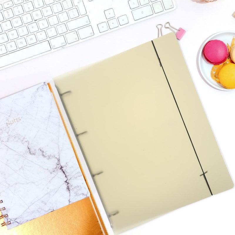 A4 Brown Pp File Folder 4 Hole 120 Sheet Capacity Frosted Plastic Document Binder - Image 5