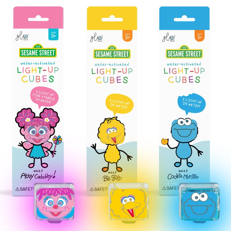 Glo Pals x Sesame Street WaterActivated LightUp Cubes Bundle for Sensory Play 12 Packs Easy as ABC - Image 3
