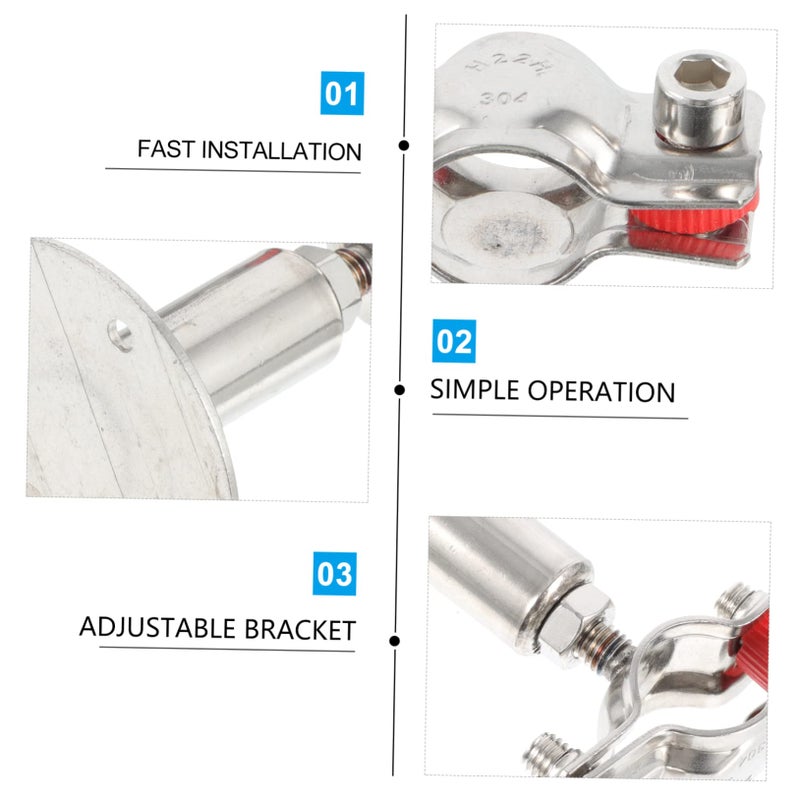 2Pcs Stainless Steel Adjustable Hose Clamps Brackets Size 9 8X7 2CM for Home Industrial Use - Image 5