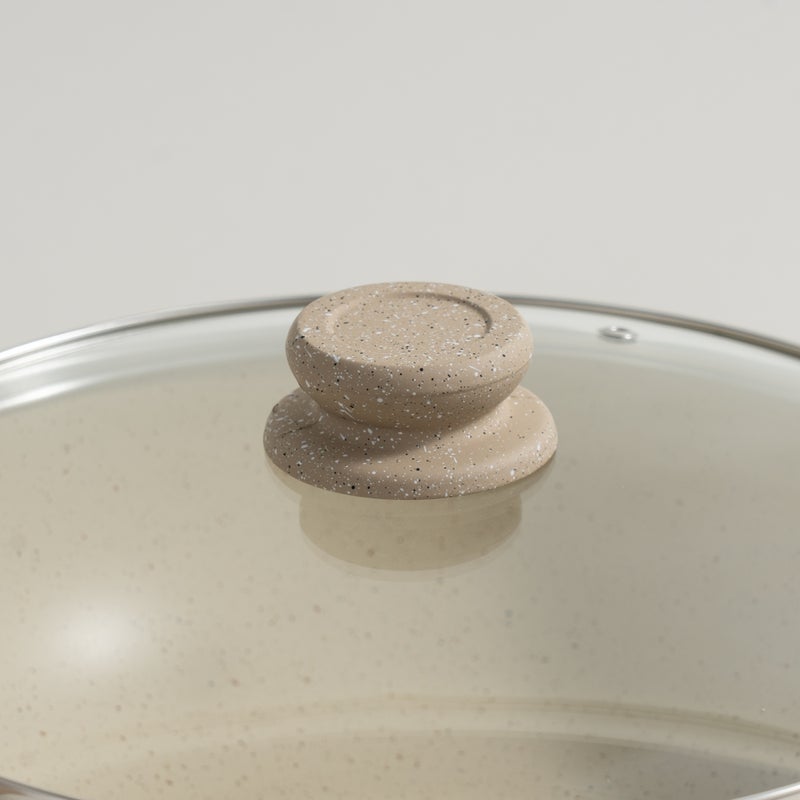 ألبرتو مقلاة ألومنيوم مع غطاء زجاج 26*8*40سم، كريمي - Image 4