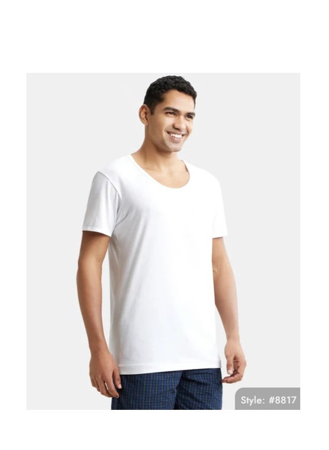 JOCKEY - Super Combed Cotton Round neck Half sleeved Vest - White (Pack of 2) - Image 1