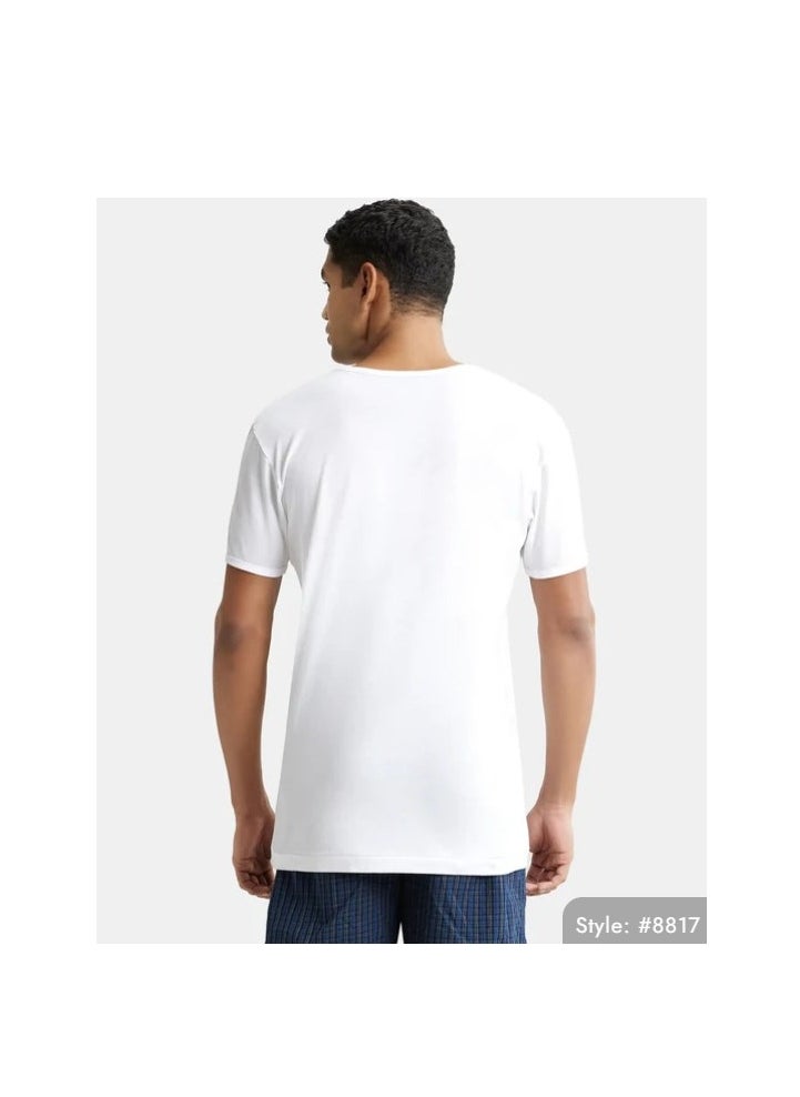 JOCKEY - Super Combed Cotton Round neck Half sleeved Vest - White (Pack of 2) - Image 1