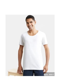 JOCKEY Super Combed Cotton Round neck Half sleeved Vest - White (Pack of 2)  - Image 4