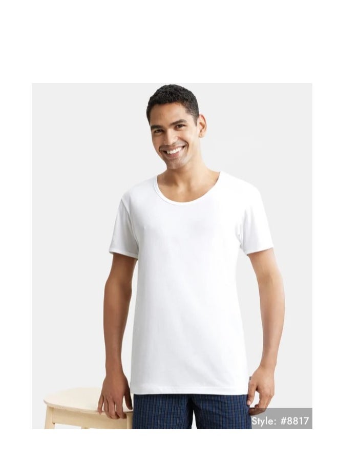 JOCKEY - Super Combed Cotton Round neck Half sleeved Vest - White (Pack of 2) - Image 1