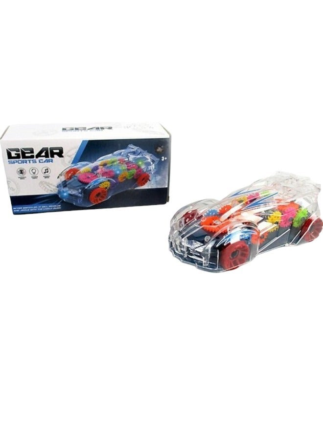 Car Toy Racing Transparent Mechanical Gear with Music and Lights For Toddlers Kids