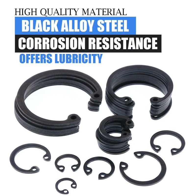 Glarks 300Pcs 15 Size Metric Internal Circlips Snap Retaining Ring Assortment Kit, Black Alloy Steel - Image 3