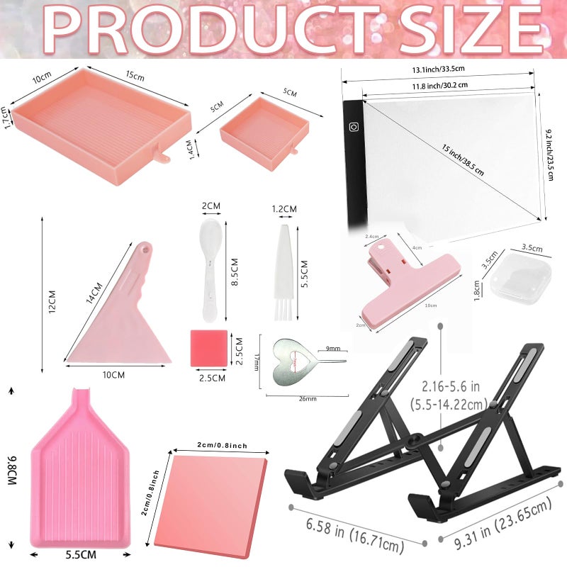 XEUZK All-Inclusive Diamond Art Accessories Kit with A4 Diamond Painting Light Pad Kit, Light Board for Painting Accessories, Bead Organizers & 5D Painting Tools Set for Full Drill & Partial Drill Art - Image 2