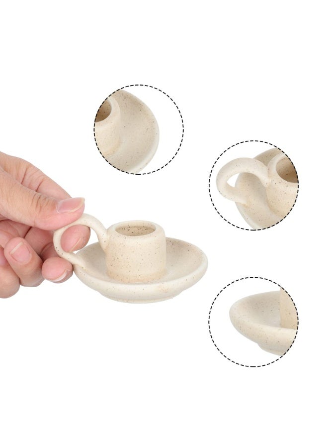 SYOSI Ceramic Candle Holders Decorative Candle Holders Candlelight Dinner Decor Candle Stability Bases Handle Candle Holders Candle Display Pieces Housewarming Gifts for Table Centerpiece Wedding - Image 3