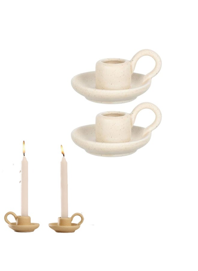 SYOSI Ceramic Candle Holders Decorative Candle Holders Candlelight Dinner Decor Candle Stability Bases Handle Candle Holders Candle Display Pieces Housewarming Gifts for Table Centerpiece Wedding - Image 1