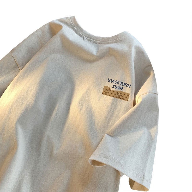 260G Cotton Heavy Weight Short Sleeve T-Shirt Men'S 2024 Letter Printed Fashion Brand Half Sleeve Top Fashion - Image 3