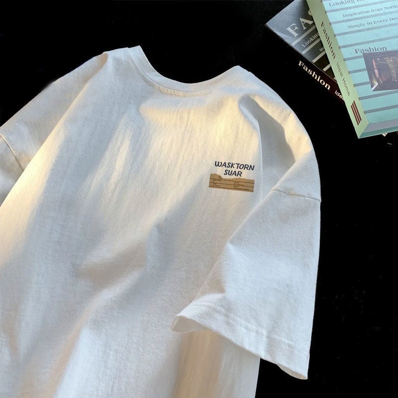 260G Cotton Heavy Weight Short Sleeve T-Shirt Men'S 2024 Letter Printed Fashion Brand Half Sleeve Top Fashion - Image 1