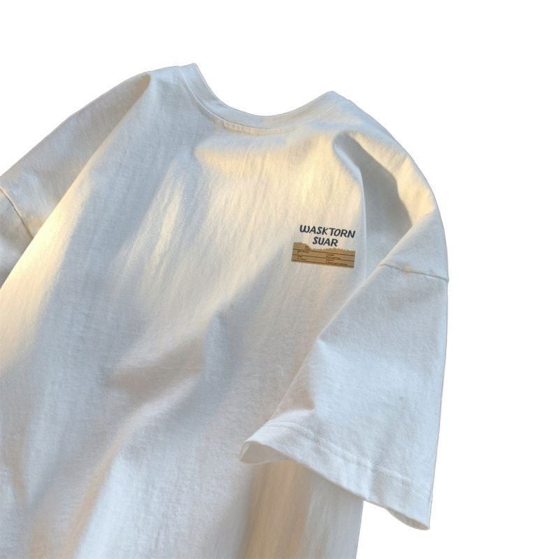 260G Cotton Heavy Weight Short Sleeve T-Shirt Men'S 2024 Letter Printed Fashion Brand Half Sleeve Top Fashion - Image 5
