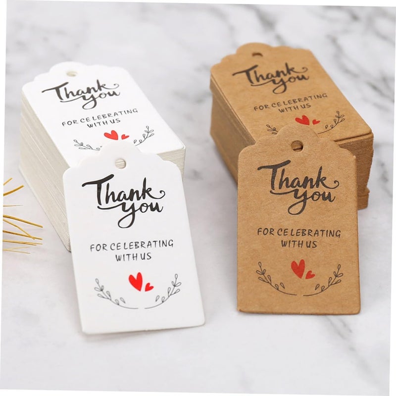 200pcs Kraft Paper Thank You Tags for Wedding Party Favors Decorative Label Tags with White and Natural Brown Paper for Birthday and Bridal Shower - Image 5