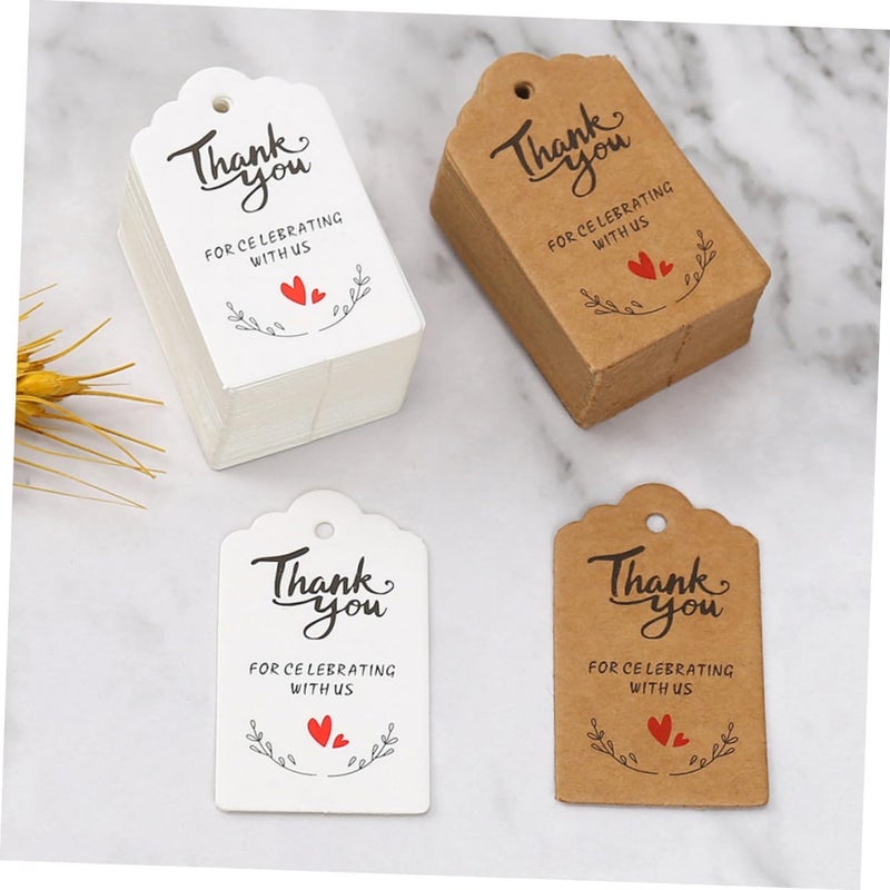 200pcs Kraft Paper Thank You Tags for Wedding Party Favors Decorative Label Tags with White and Natural Brown Paper for Birthday and Bridal Shower - Image 4