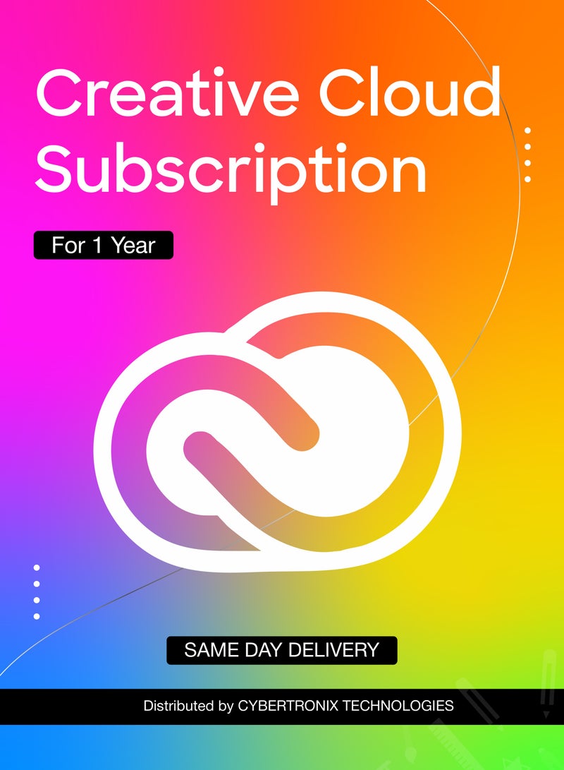 Adobe Creative Cloud Subscription For 1 Year | Digital License | SAME DAY DELIVERY