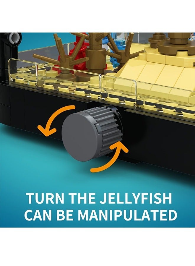 Fish Tank Building Block Set with Light, Aquarium, Marine Jellyfish, Toy for Home Decor - Image 5
