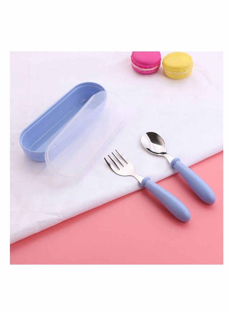 1 Sets Toddler Utensils latware, with Silicone Handle Kids Eating Fork Spoon Stainless Steel Cutlery Set Children Travel Cases - Image 3