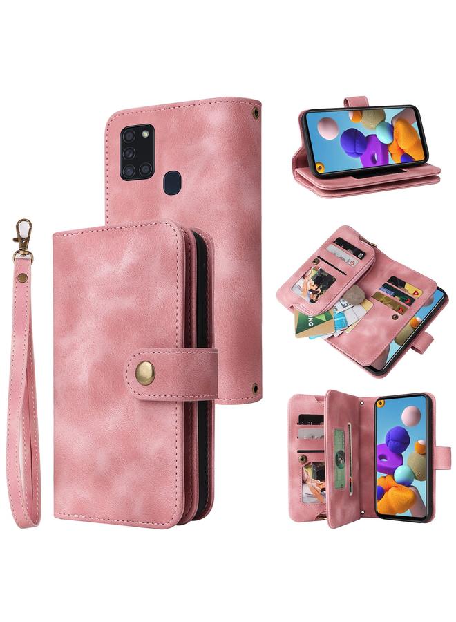 S-TOP Case For Samsung Galaxy A21s Multifunctional Card Slot Zipper Wallet Leather Phone Case - Image 1