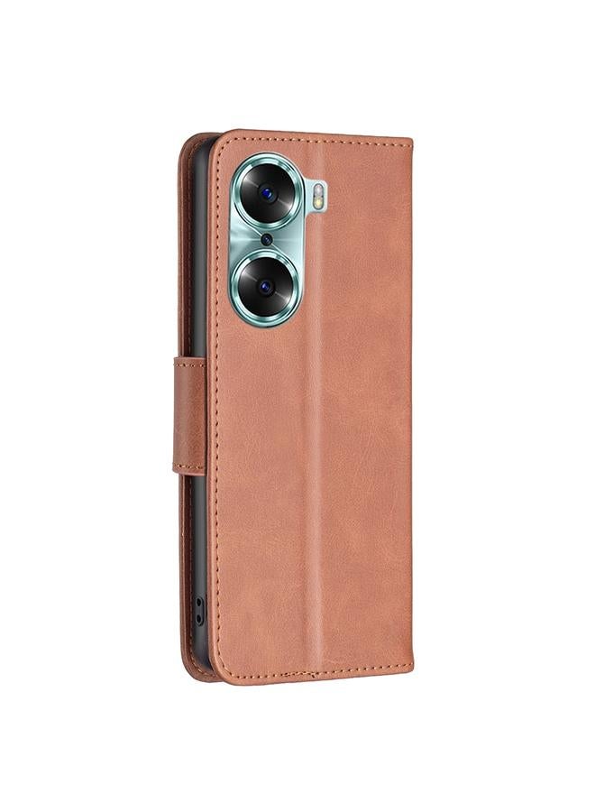 اس-توب جراب هاتف Honor 60 من جلد الحملان بلون نقي مع إمكانية التقليب الأفقي - Image 3