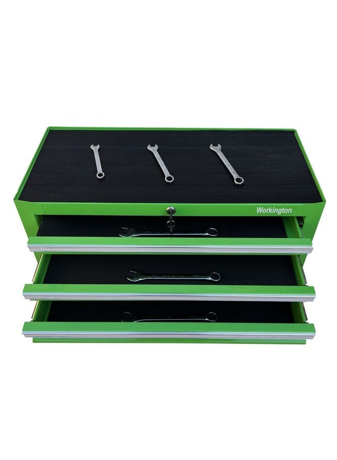 Workington Industrial 3 Drawers Portable Metal Intermediate Box, 26" Middle Tool Chest Cabinet with Ball Bearing Drawer Slides, Steel Tool Storage Box Organizer 4009 Green - Image 5