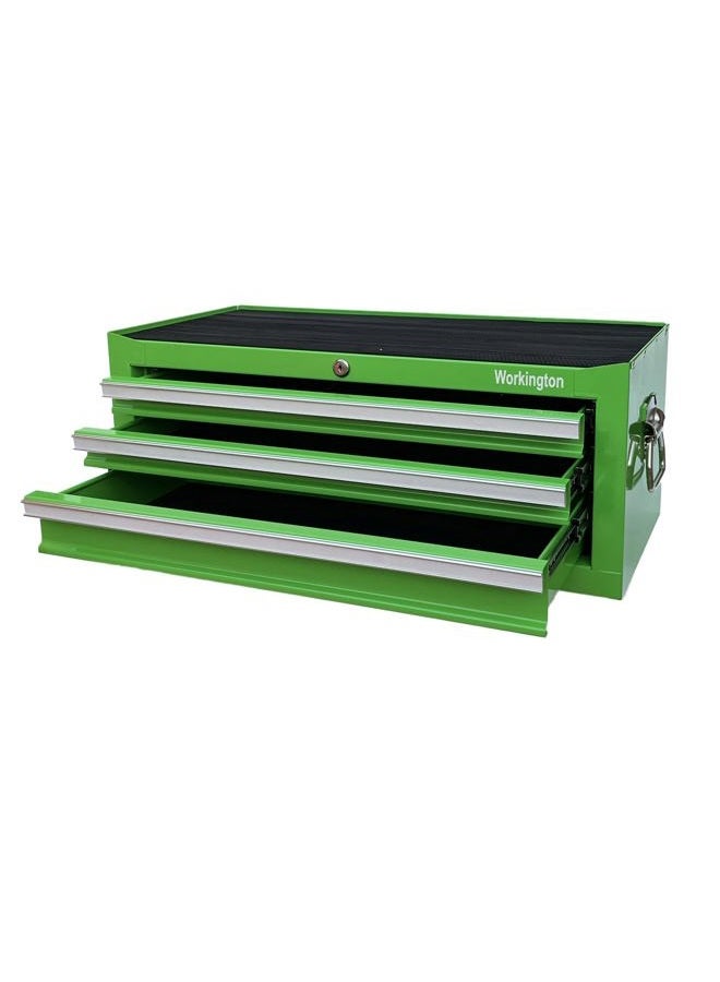 Workington Industrial 3 Drawers Portable Metal Intermediate Box, 26" Middle Tool Chest Cabinet with Ball Bearing Drawer Slides, Steel Tool Storage Box Organizer 4009 Green - Image 4